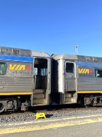 The entrance and exit doors of the VIA Rail RDC cars for detraining and boarding 